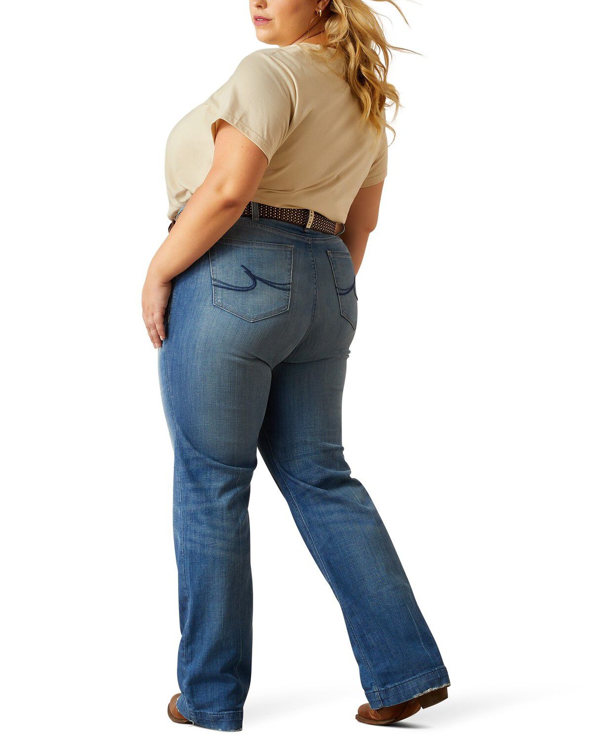 Ariat Women's Elaina Medium Wash High Rise Slim Trouser Stretch Denim Jeans - Plus, Medium Wash, hi-res