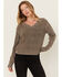 Image #1 - Cleo + Wolf Women's Clark Acid Wash Cable Knit Sweater, Charcoal, hi-res