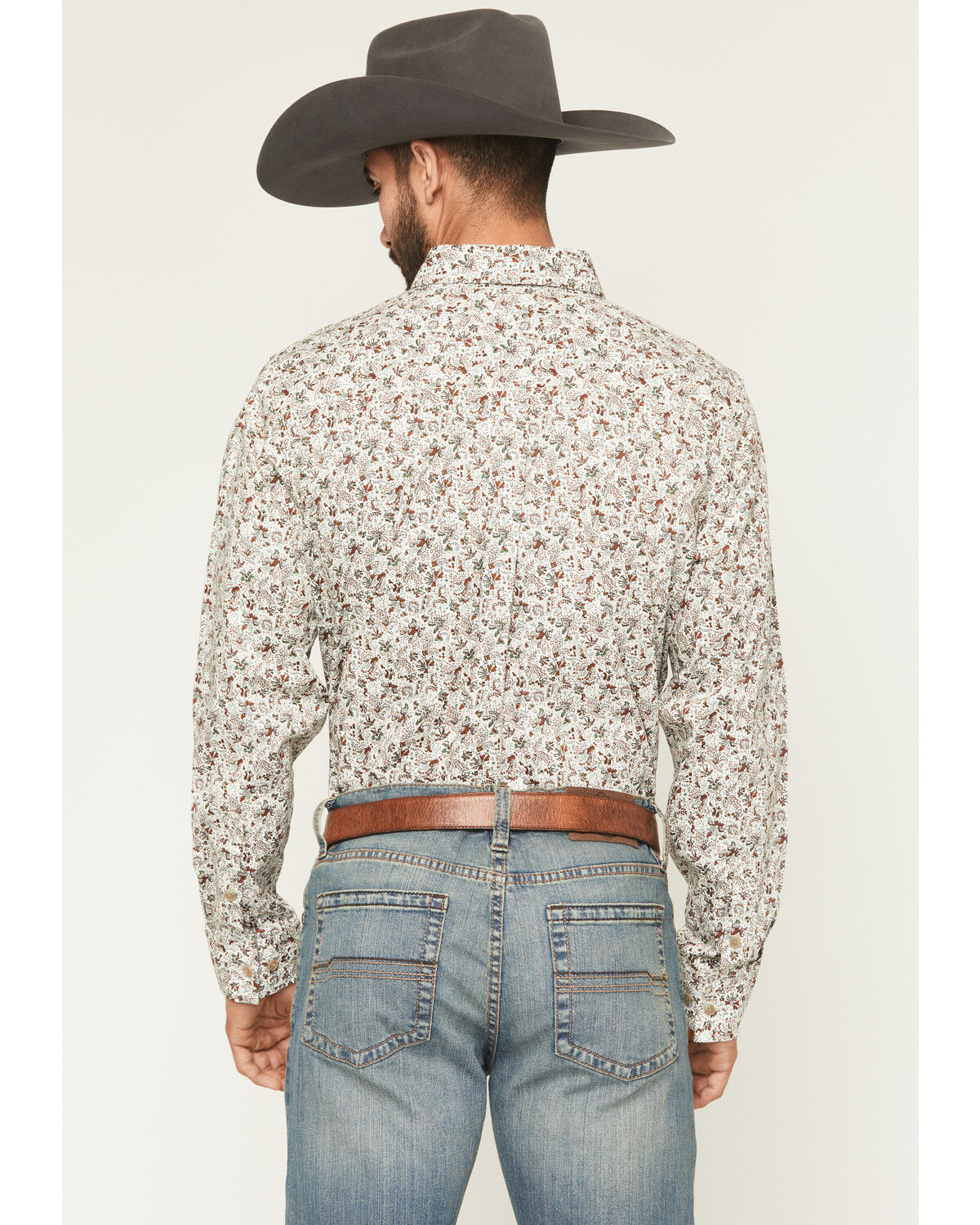 Image #4 - Cody James Men's Picher Floral Print Long Sleeve Button-Down Stretch Western Shirt, Tan, hi-res