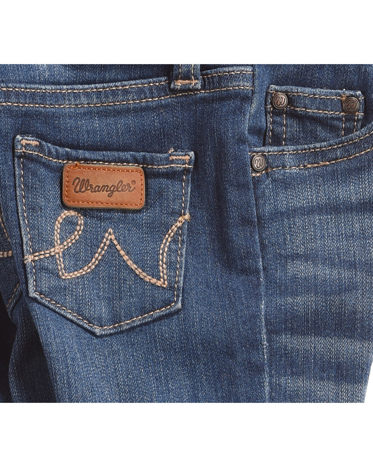 Image #2 - Wrangler Infant Girls' Western 5 Pocket Skinny Jeans, Blue, hi-res