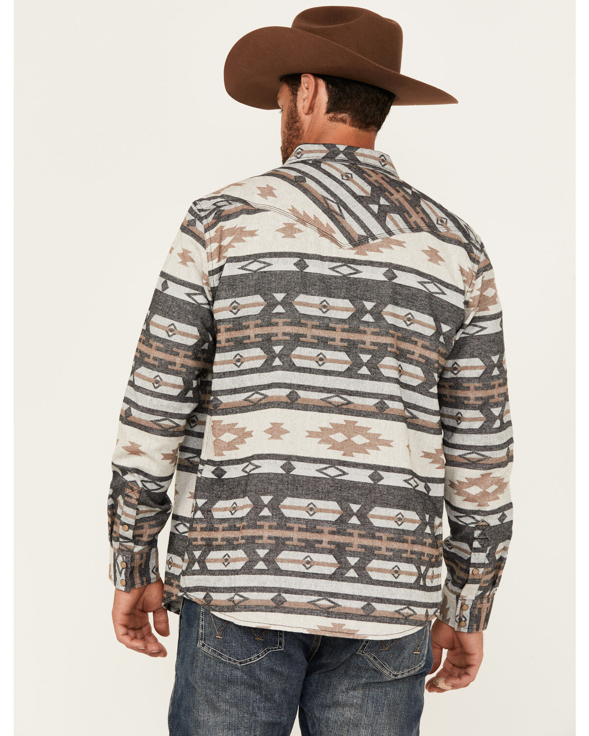 Image #4 - Moonshine Spirit&reg; Men's Gun Shop Southwestern Print Long Sleeve Snap Flannel Shirt, Tan, hi-res