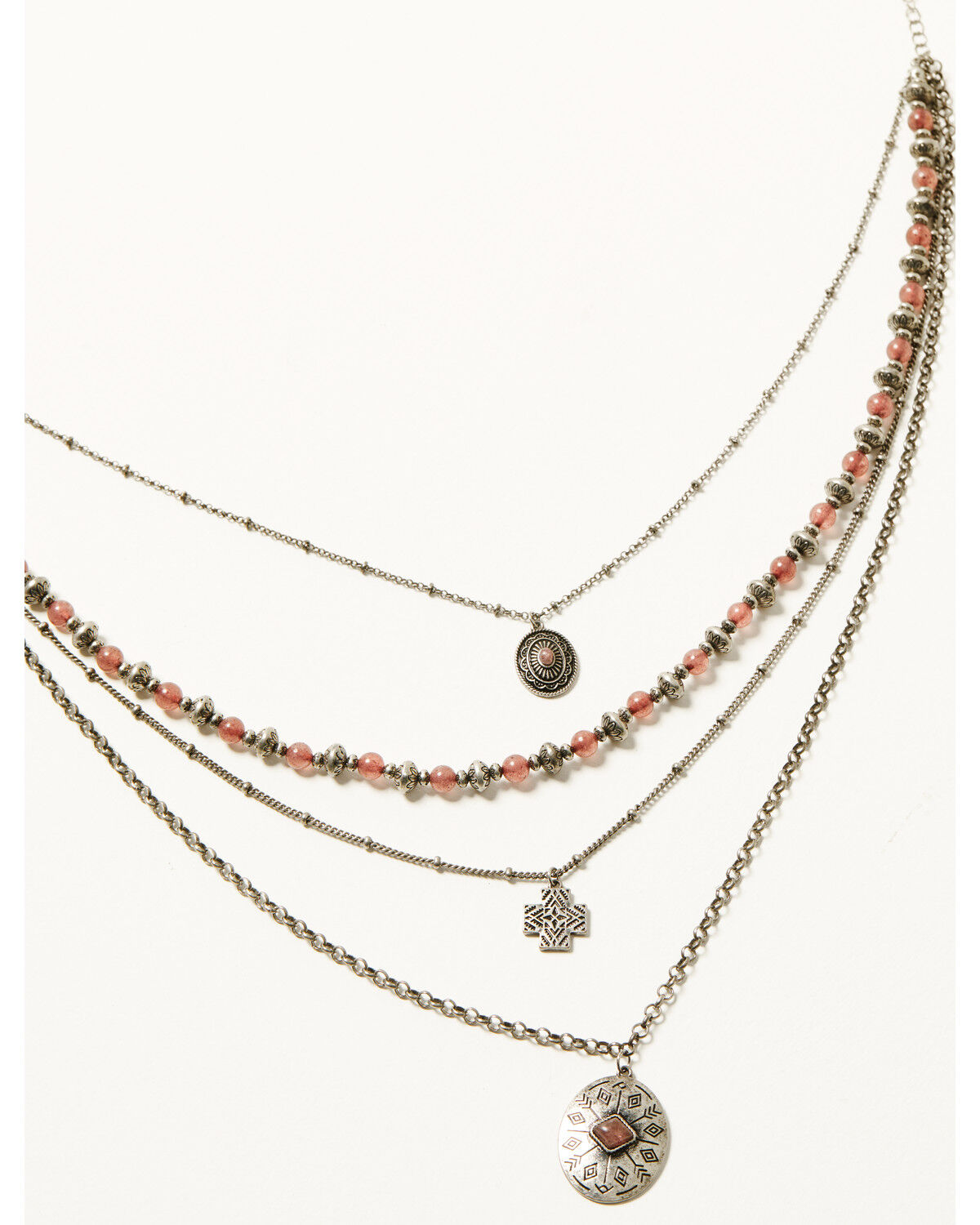 Image #1 - Shyanne Women's Strawberry Skies Layered Beaded Statement Necklace, Silver, hi-res