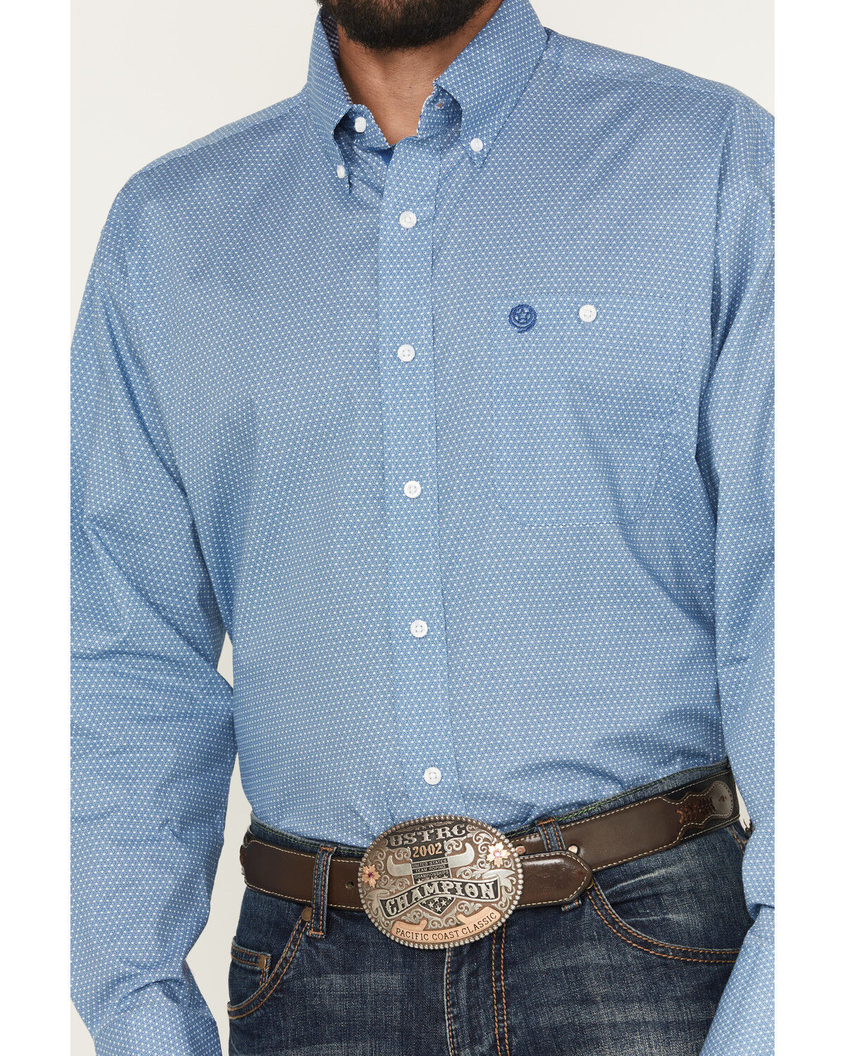 Image #3 - George Strait by Wrangler Men's Geo Print Long Sleeve Button-Down Stretch Western Shirt - Tall, , hi-res