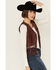 Image #2 - Shyanne Women's Short Fringe and Eyelet Suede Vest , Brown, hi-res