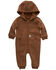 Image #1 - Carhartt Infant Boys' Fleece Zip Front Long Sleeve Coverall, Medium Brown, hi-res