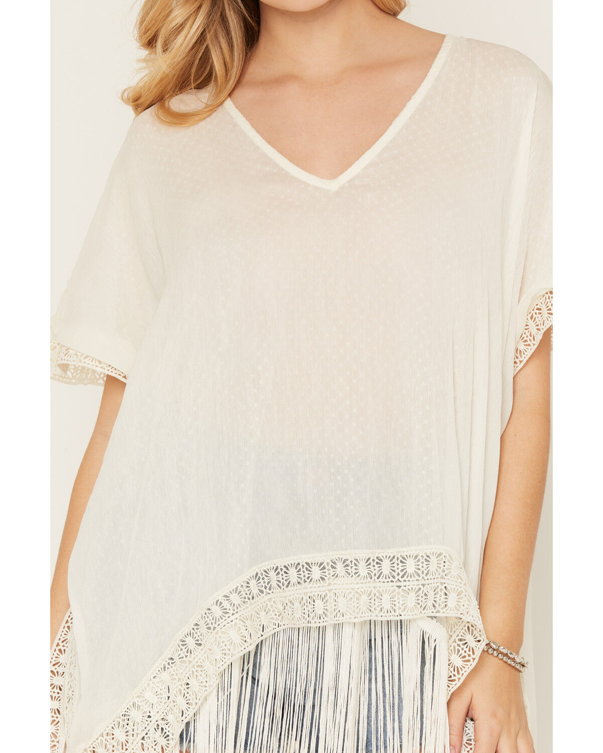 Image #5 - Shyanne Women's Fringe Lace Pullover Kimono, Ivory, hi-res