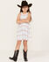 Image #2 - Shyanne Girls' Ikat Print Dress, White, hi-res