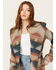 Image #2 - Cripple Creek Women's Southwestern Print Hooded Wrap Jacket, Tan, hi-res