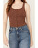 Image #4 - Cleo + Wolf Women's Adriel Ribbed Knit Cropped Tank Top, Lt Brown, hi-res