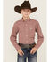 Image #1 - Cinch Boys' Geo Print Long Sleeve Button-Down Western Shirt , Red, hi-res