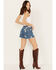 Image #3 - Rock & Roll Denim Women's Light Wash High Rise Star Print Americana Denim Shorts, Light Wash, hi-res