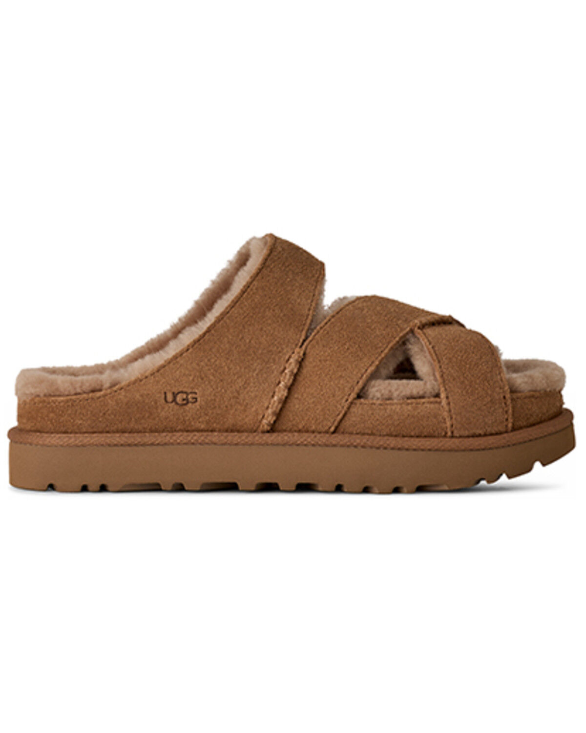 Image #2 - UGG Women's Greenport Cross Strap Slide, Chestnut, hi-res