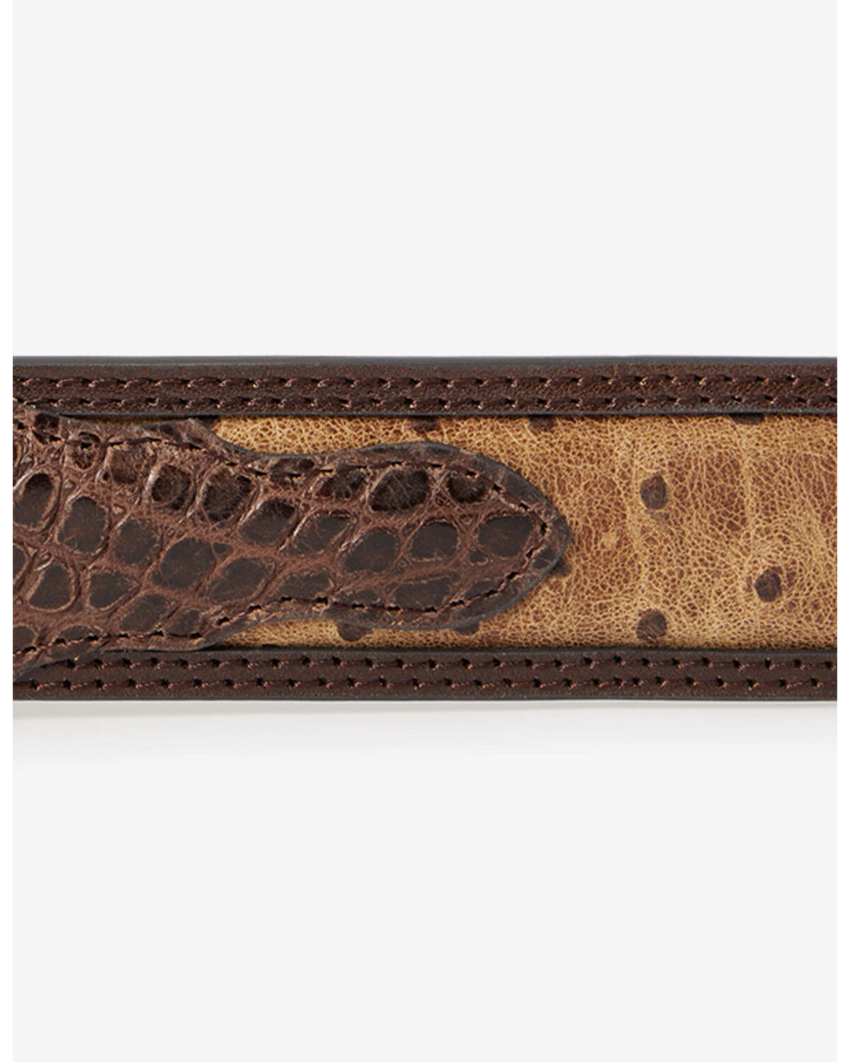 Image #3 - Stetson Men's Ostrich Print Croc Embossed Western Leather Belt, Cognac, hi-res