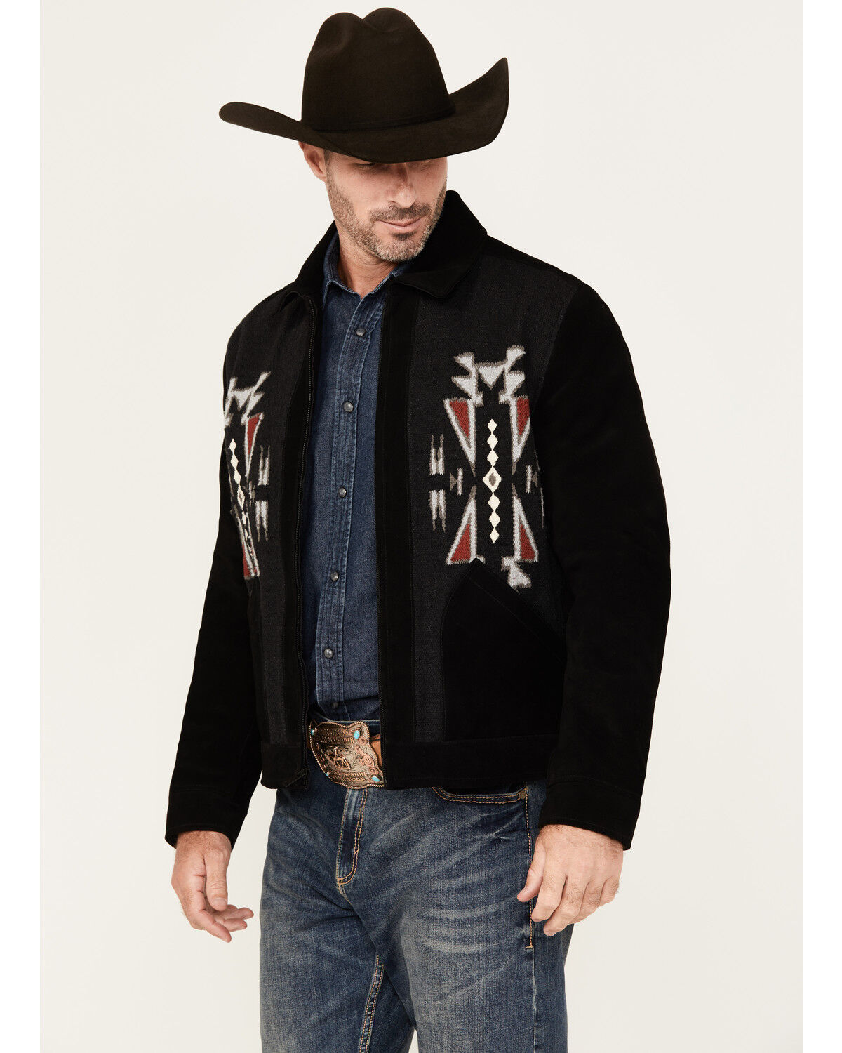 Image #2 - Moonshine Spirit&reg; Men's Puebla Suede Zip Jacket, Black, hi-res