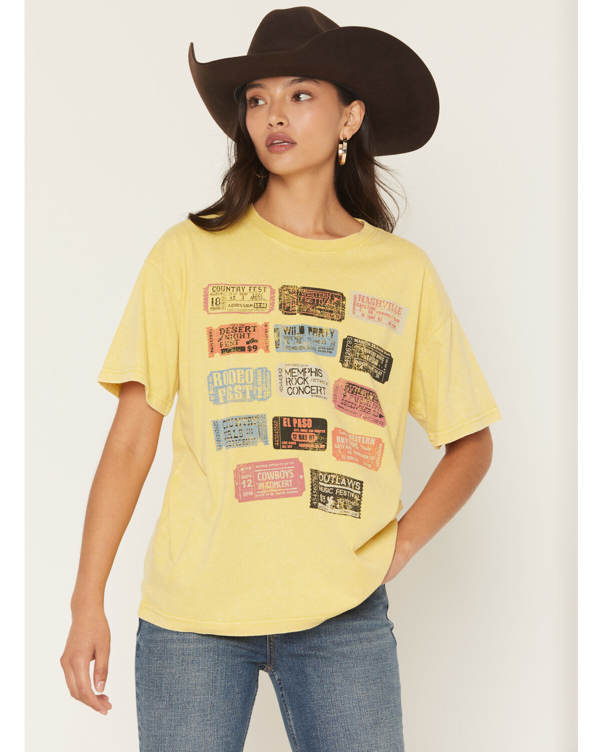 Cleo + Wolf Women's Ticket Stub Short Sleeve Graphic Boyfriend Tee, Light Green, hi-res