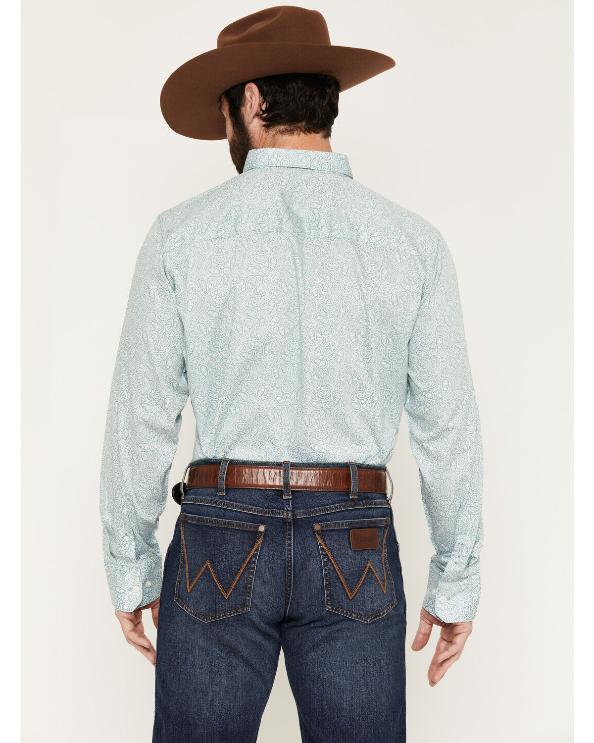 Image #4 - Wrangler X Cody Johnson Men's Paisley Print Long Sleeve Button-Down Western Shirt, Green, hi-res