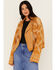 Image #1 - Miss Me Women's Southwestern Print Knit Moto Jacket, Brown, hi-res