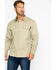 Image #1 - Hawx Men's Solid Twill Pearl Snap Long Sleeve Work Shirt, Beige/khaki, hi-res