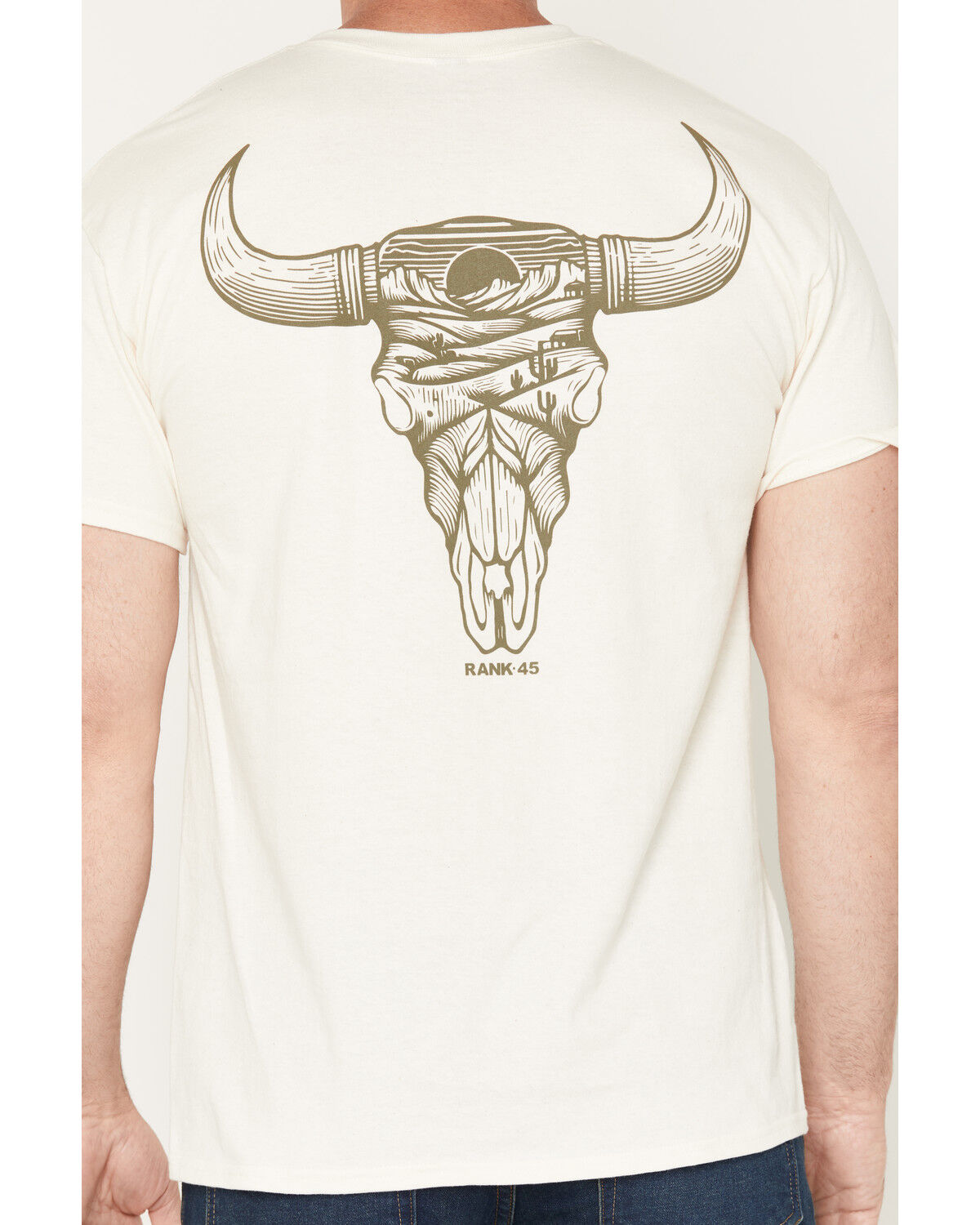 Image #4 - RANK 45&reg; Men's Bull Scape Logo Short Sleeve Graphic T-Shirt, Cream, hi-res