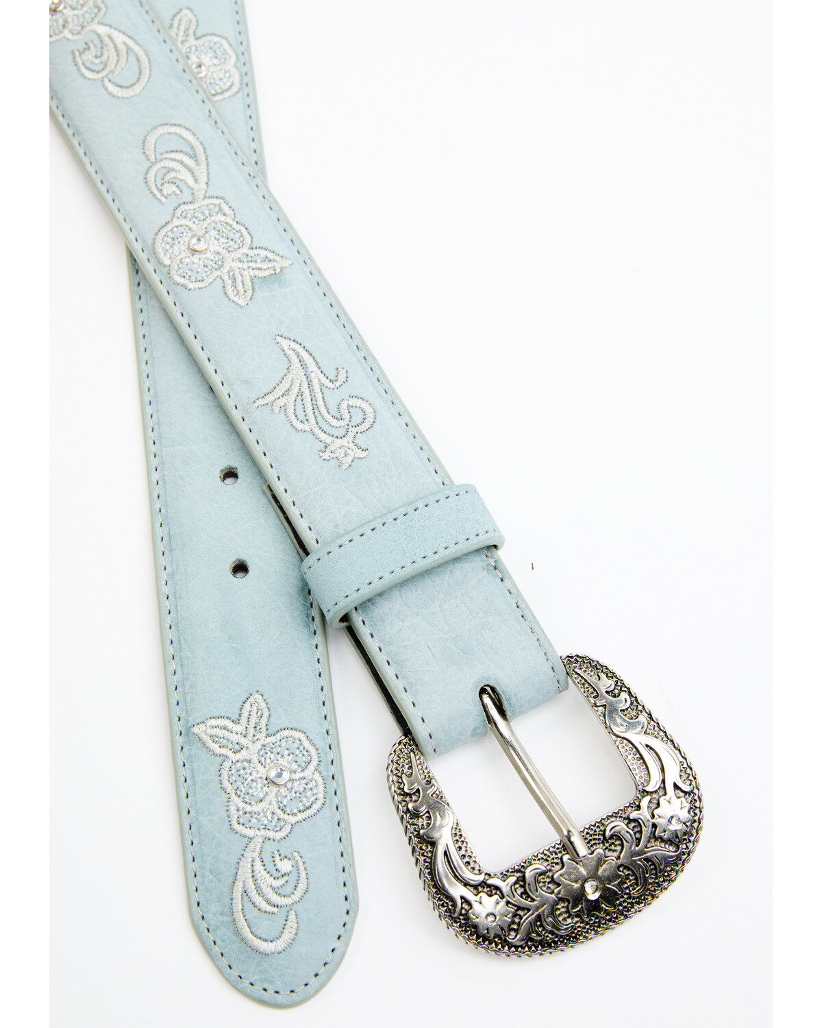 Image #2 - Shyanne Women's Embroidered Floral Belt, Light Blue, hi-res