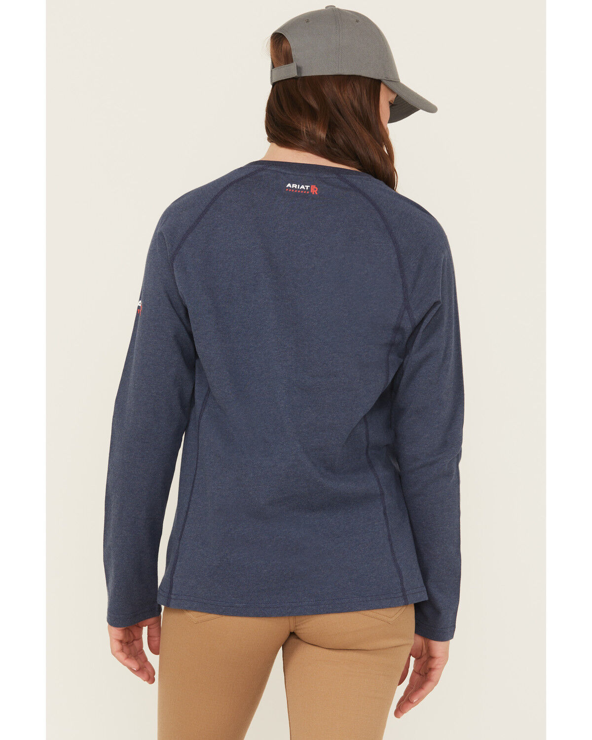 Image #4 - Ariat Women's FR Air Crew Long Sleeve Work Tee, Navy, hi-res