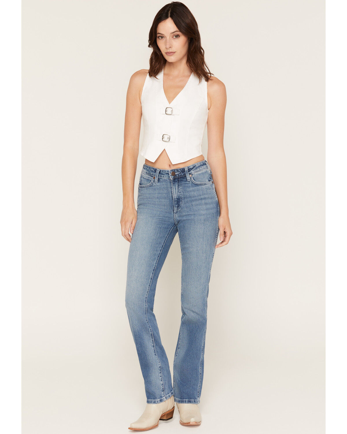 Wrangler Retro Women's Liberty Medium Wash High Rise Bailey Bootcut Stretch Denim Jeans, Medium Wash, hi-res