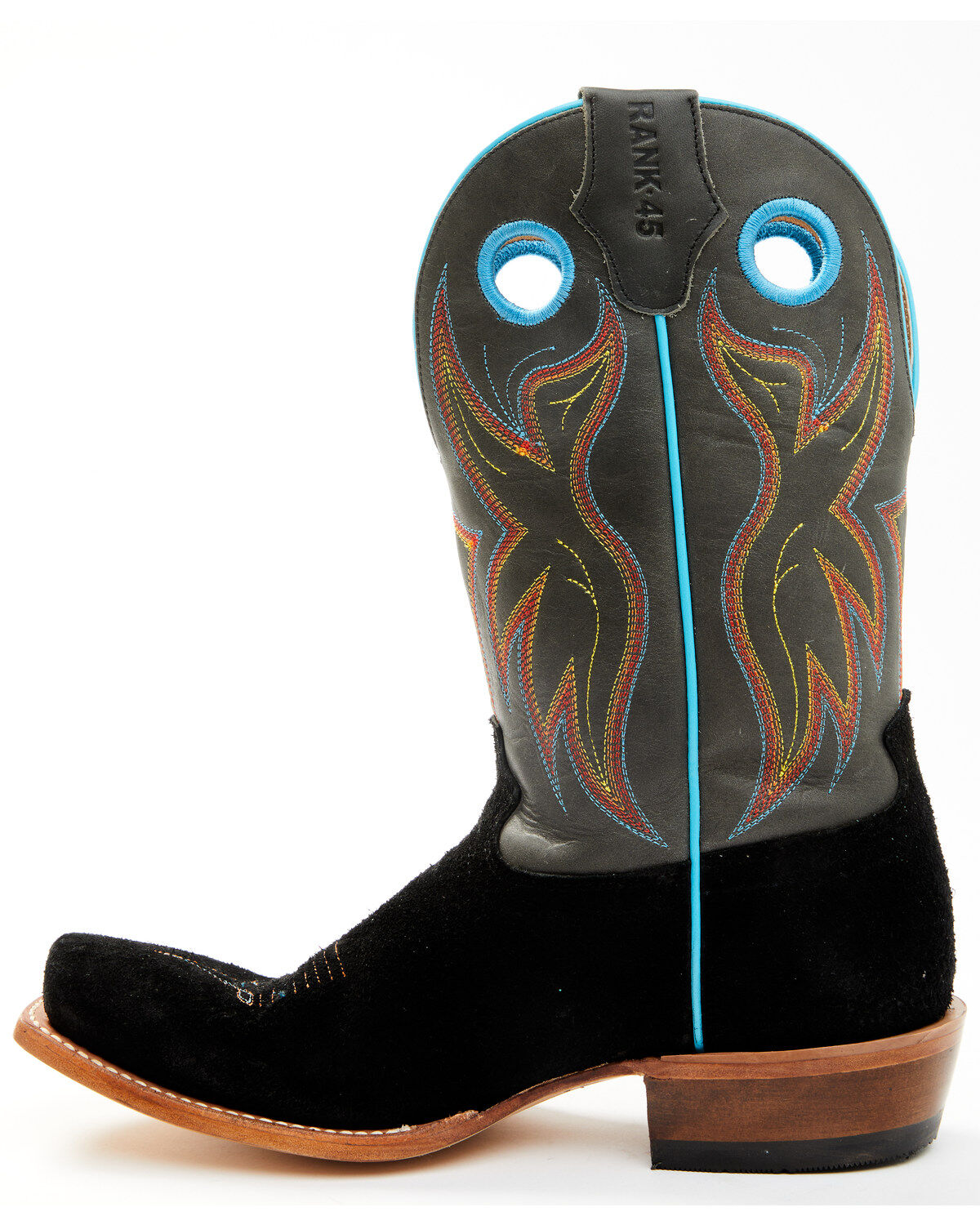 Image #3 - RANK 45&reg; Men's Saloon Roughout Western Boots - Square Toe, Black, hi-res