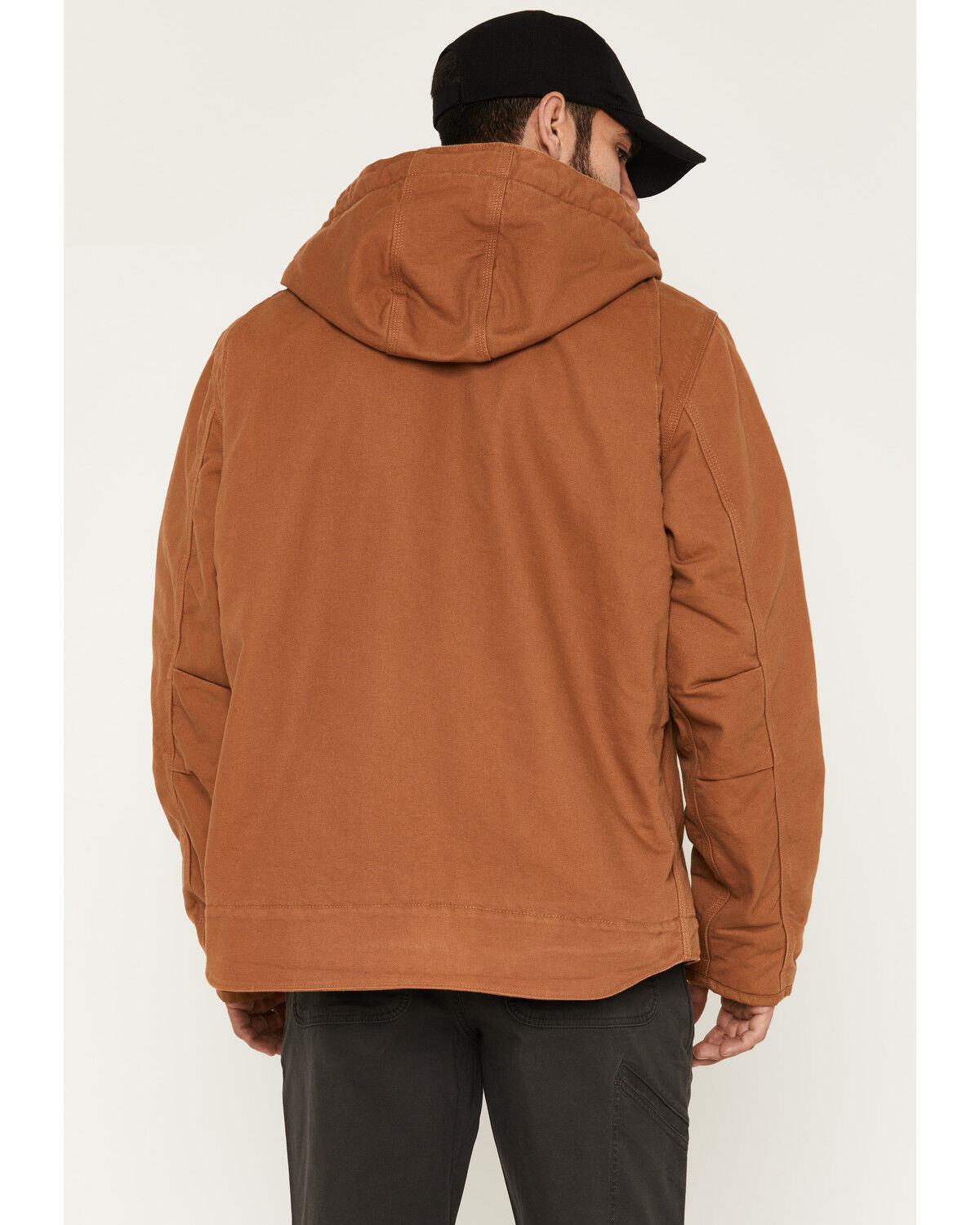 Image #4 - Carhartt Men's Washed Duck Sherpa Lined Hooded Work Jacket, Brown, hi-res