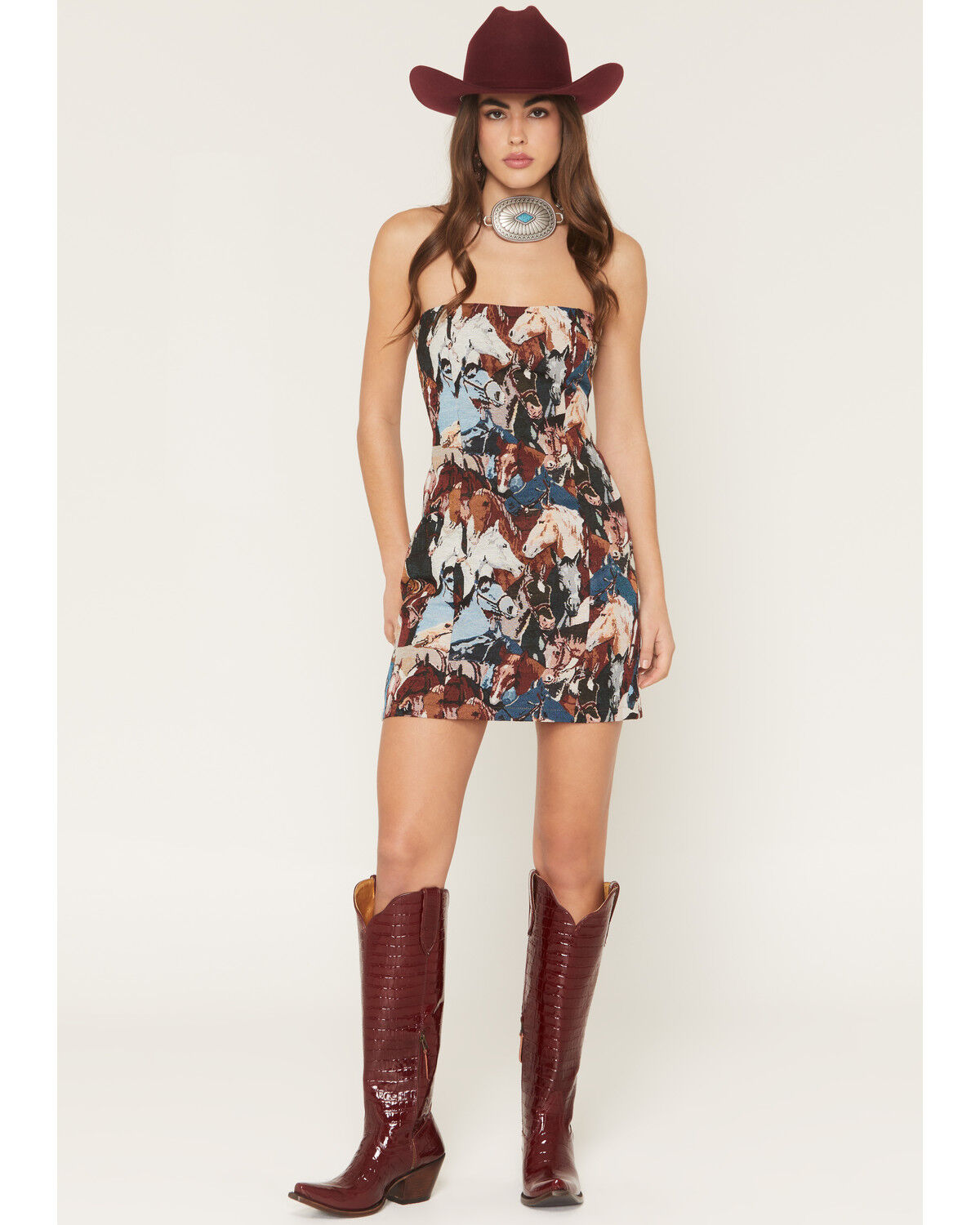 Image #1 - Blue B Women's Sleeveless Horse Tapestry Mini Dress, , hi-res