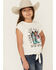 Image #2 - Rock & Roll Denim Girls' Long Live Short Sleeve Graphic Tee , Cream, hi-res