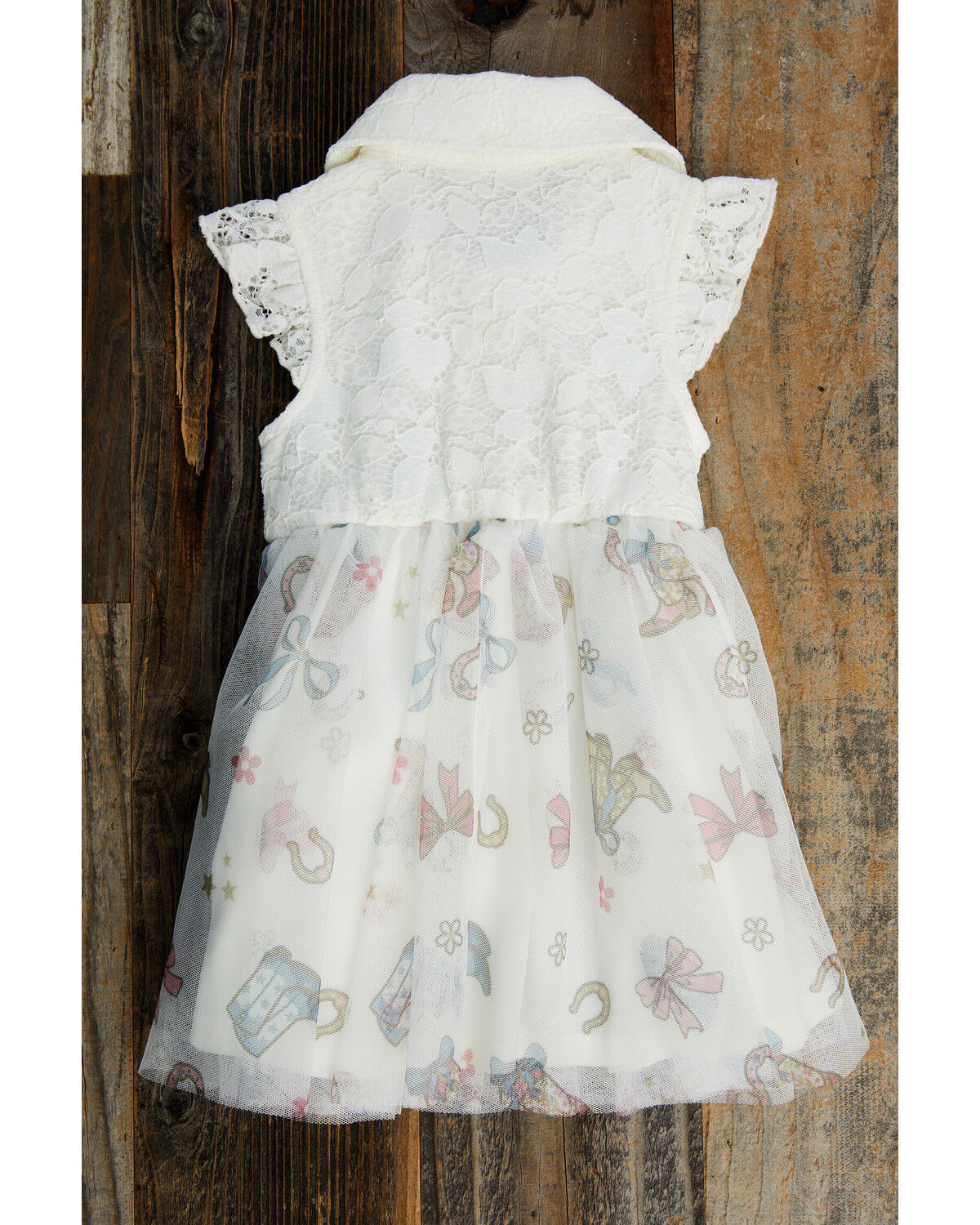 Image #3 - Sugar California Toddler Girls' Boots and Bows Printed Lace Dress, Cream, hi-res