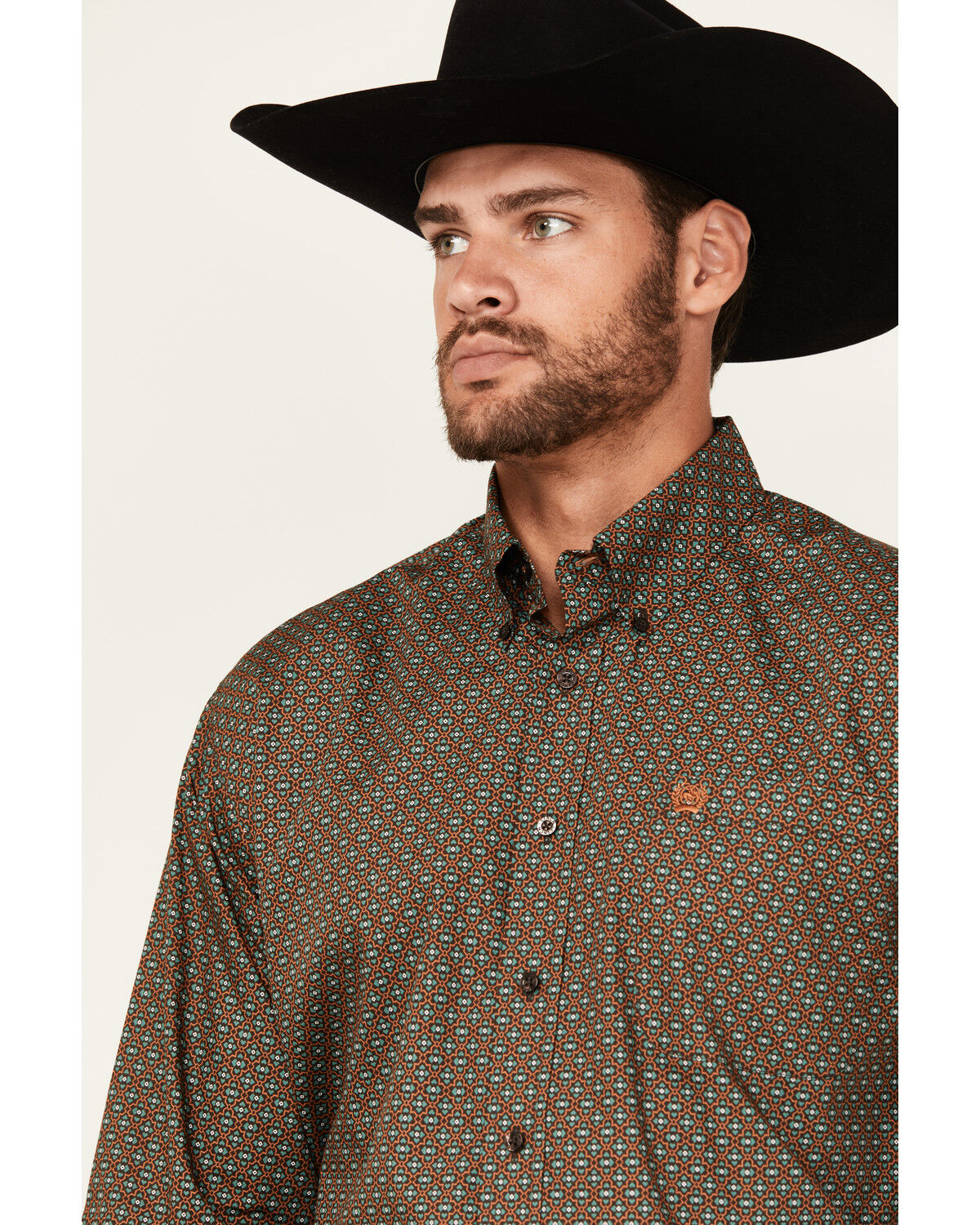 Image #2 - Cinch Men's Geo Print Long Sleeve Button-Down Western Shirt, Brown, hi-res