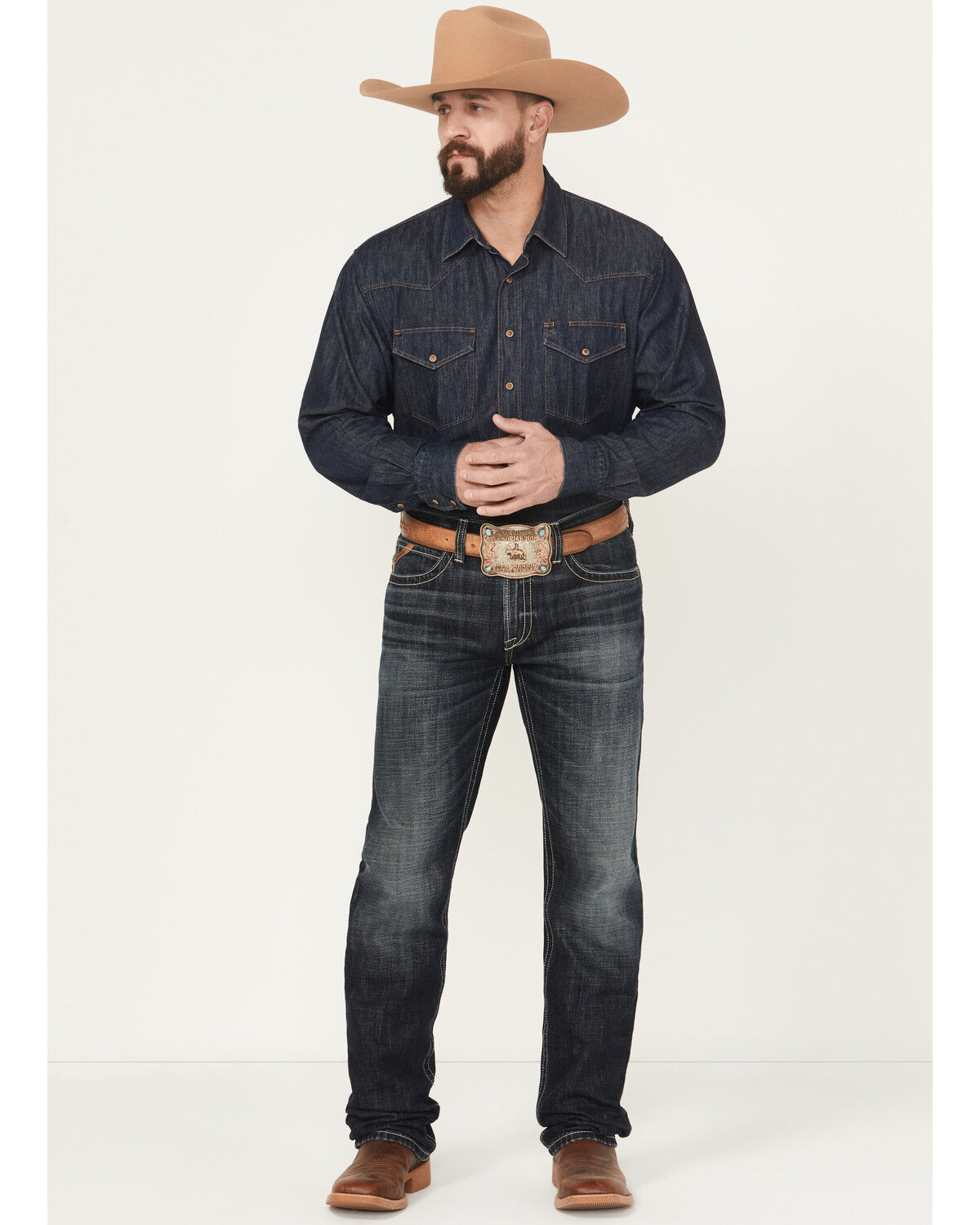Ariat Men's Boot Barn Exclusive Bart Keith Dark Wash Relaxed Straight Denim Jeans, Dark Wash, hi-res