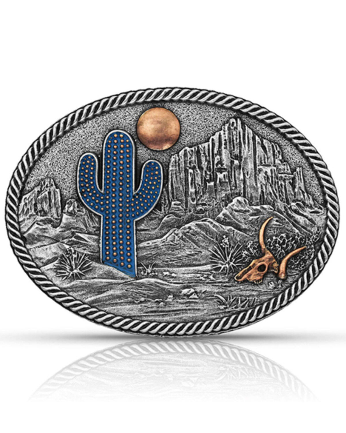 Montana Silversmiths Women's Cactus Scene Belt Buckle, Silver, hi-res