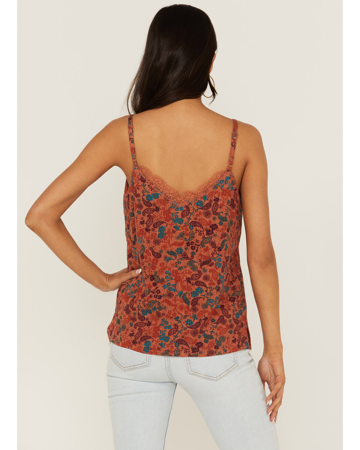 Image #5 - Idyllwind Women's Lurex Little Lace Tank Top, Pecan, hi-res