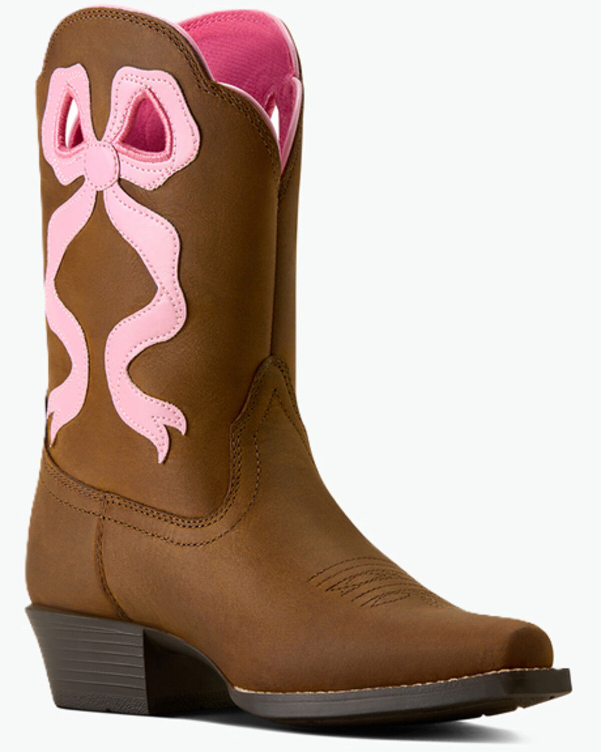Image #1 - Ariat Girls' Lil Beaux Western Boots - Snip Toe, Brown, hi-res