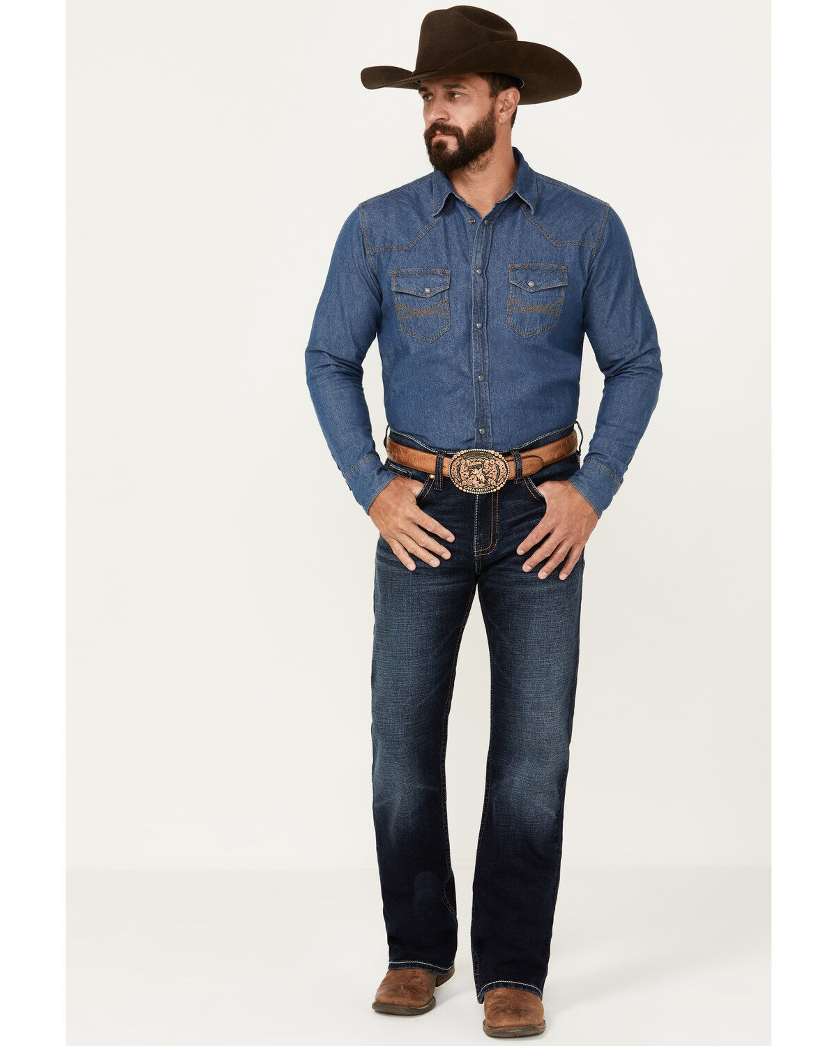 Image #1 - Cody James Men's Palomino Wash Duke Relaxed Bootcut Stretch Denim Jeans, Dark Wash, hi-res