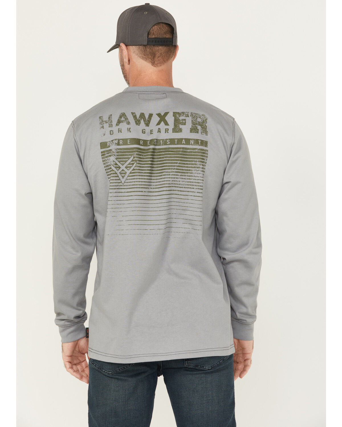 Image #1 - Hawx Men's FR Tread Long Sleeve Graphic Work T-Shirt, Medium Grey, hi-res