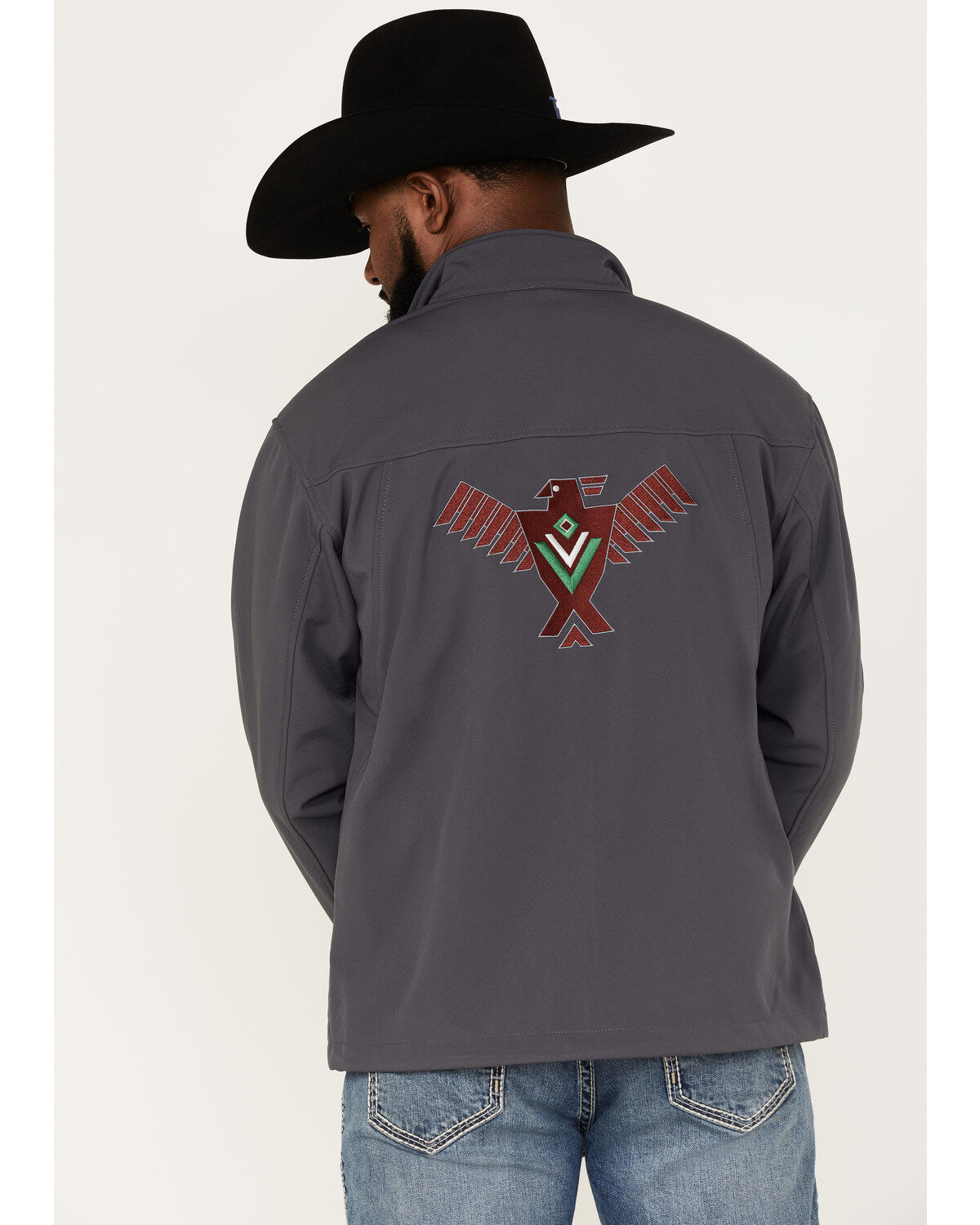 Image #4 - Ariat Men's Team Mexico Thunderbird Zip-Front Softshell Jacket, Black, hi-res
