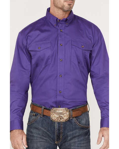 Image #3 - Roper Men's Solid Amarillo Collection Long Sleeve Western Shirt, Purple, hi-res