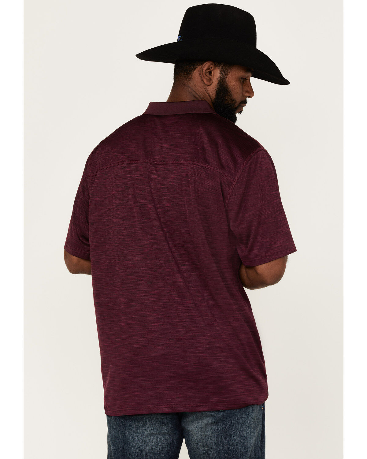 Image #4 - RANK 45&reg; Men's Gazer Textured Solid Short Sleeve Polo Shirt, Purple, hi-res