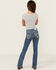 Image #3 - Miss Me Girls' Medium Wash Crisscross Faux Flap Pocket Bootcut Stretch Denim Jeans, Blue, hi-res