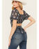 Image #4 - Beyond The Radar Women's Tie Back Short Sleeve Crop Top, Black, hi-res