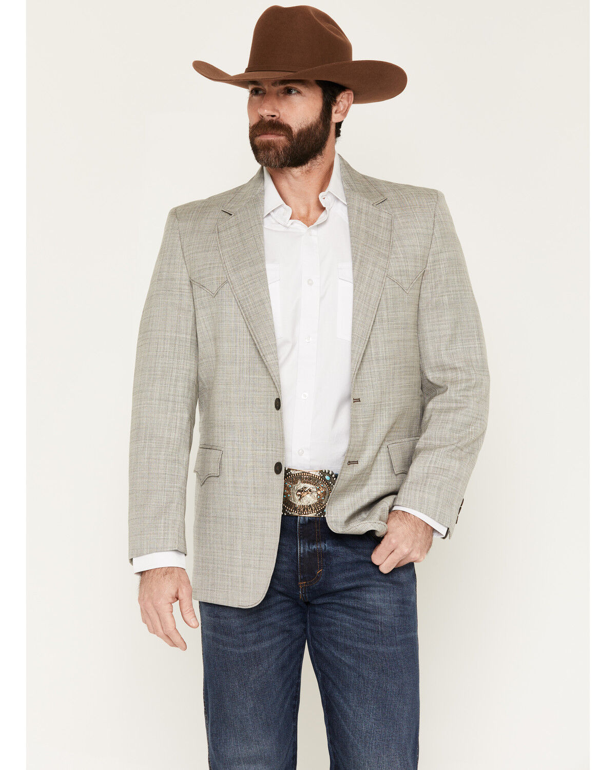 Circle S Men's Houston Button-Down Sportcoat, Heather Grey, hi-res