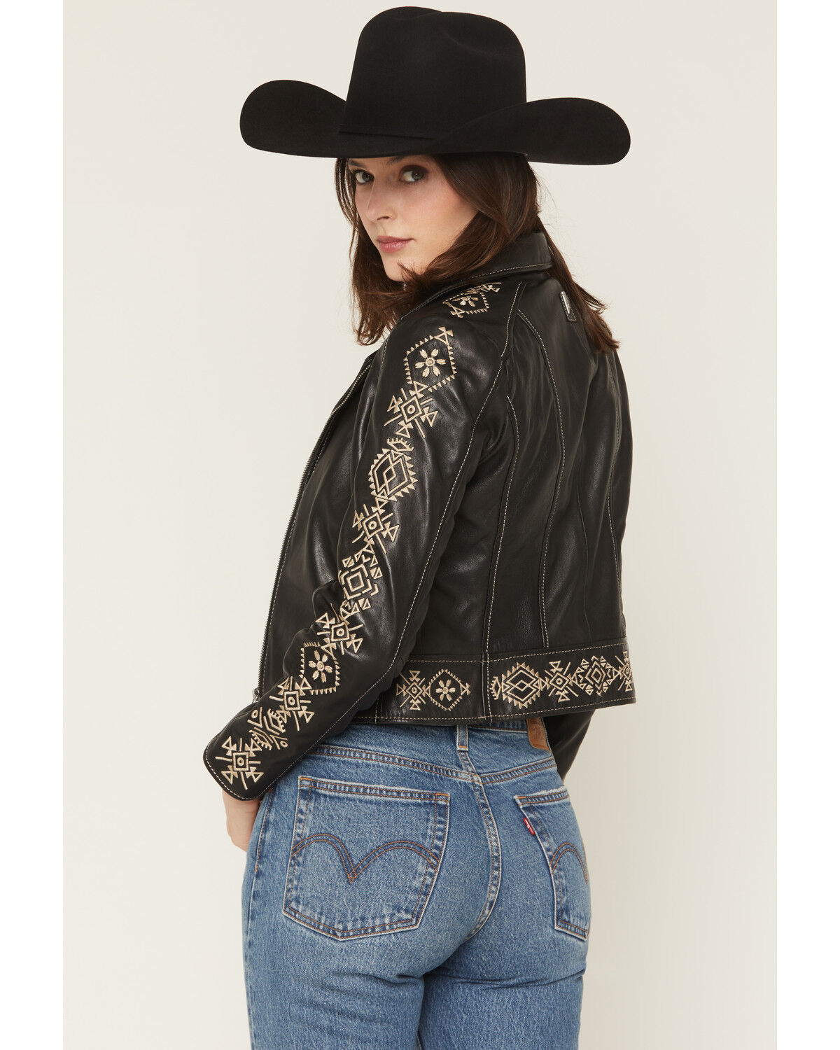 Image #4 - Mauritius Leather Women's Cora Embroidered Jacket, Black, hi-res