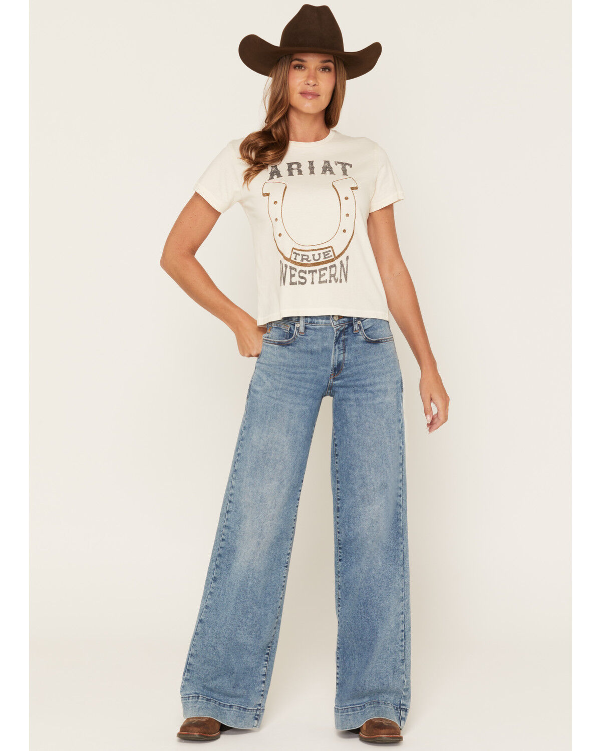 Ariat Women's Vilma Medium Wash Revel High Rise Wide Leg Ultrastretch Denim Jeans, Medium Wash, hi-res