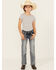 Image #1 - Grace in LA Little Girls' Light Wash Horseshoe Floral Bootcut Denim Jeans , Medium Wash, hi-res