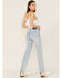 Image #3 - Cleo + Wolf Women's Light Wash High Rise Distressed Straight Jeans, Blue, hi-res