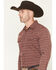 Image #2 - Gibson Trading Co Men's Buckshot Striped Print Long Sleeve Snap Stretch Western Shirt - Tall, Burgundy, hi-res