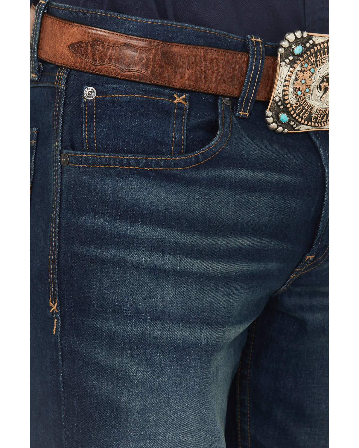 Image #2 - RANK 45&reg; Men's Coyote Wash Ambush Slim Straight Durable Stretch Denim Jeans, Dark Wash, hi-res